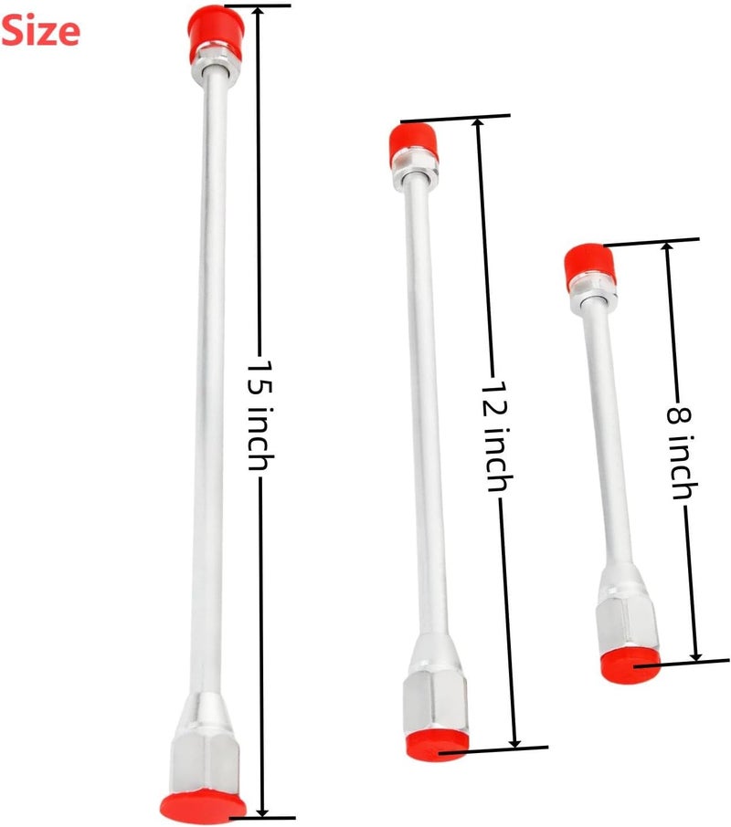 BLOLACDZ 3 Packs Airless Paint Sprayer Extension Wands (8/12/15 inch) with Red Guard | Universal Fit for Graco, Wagner & Titan Sprayers | Durable Multi-Size Painting Pole Kit - Image 4